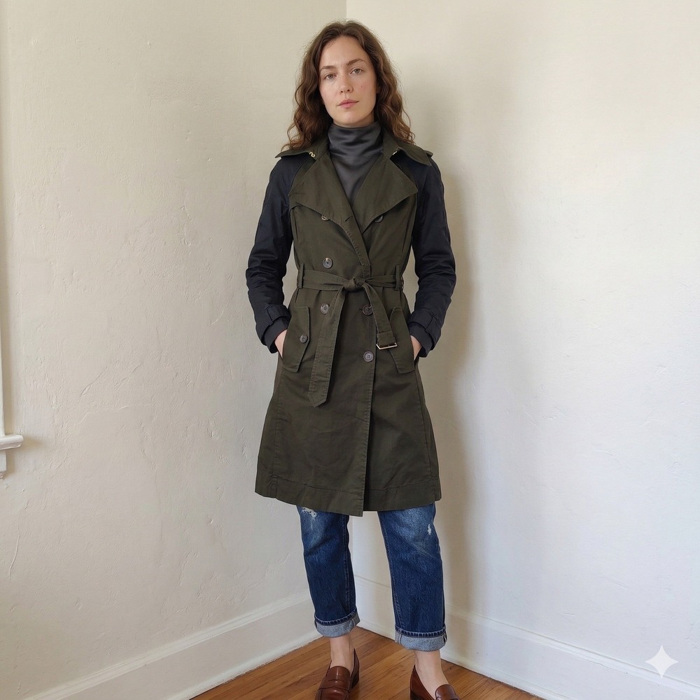 Altuzarra for Target 20th Anniversary Trench Coat Womens XS Olive Green Black